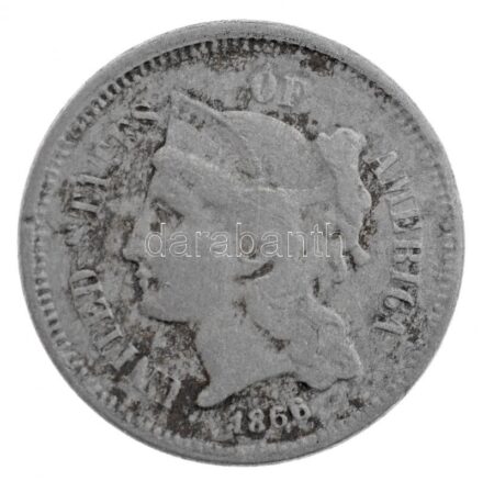 Amerikai Egyesült Államok 1866. 3c Cu-Ni T:2-,3 patina USA 1866. 3 Cents Cu-Ni C:VF,F patina Krause KM#95