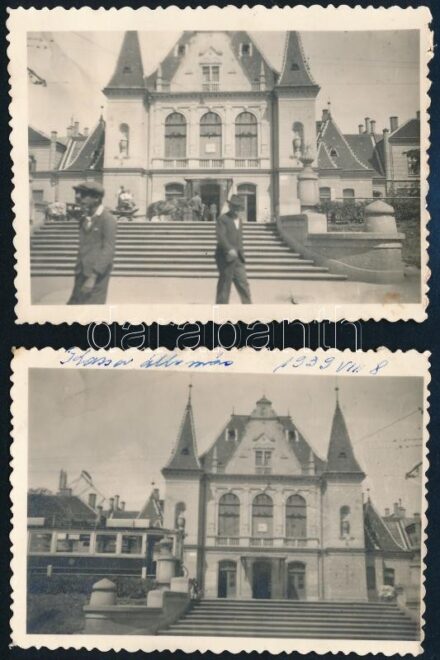 1939 Kassa (Kosice) Vasútállomás, 2 db fotó, 6x8,5 cm