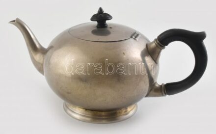 Teáskanna, fém, kopott, fogója ferde, jelzett: Gerhardi&Co., m: 16 cm