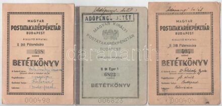 1946. 'Magyar Postatakarékpénztár Budapest' 3db klf kitöltött betétkönyv használt állapotban