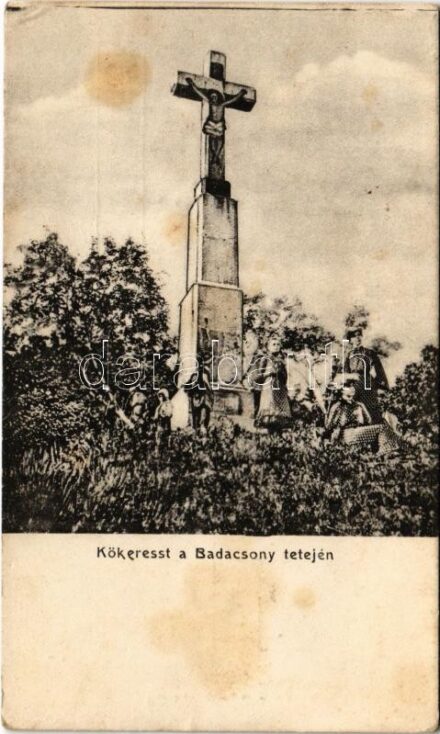 Badacsony, Kőkereszt a tetején. M.T. és F.I. Koch Willy kiadása (fl)