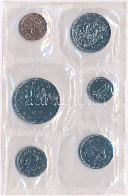 Kanada 1983. 1c - 1$ (6xklf) forgalmi sor fólia tokban T:1 Canada 1983. 1 Cent - 1 Dollar (6xdiff) coin set in foil packaging C:UNC