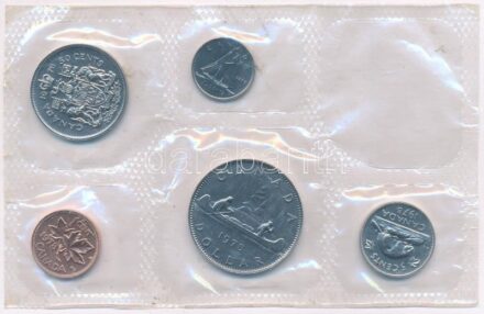 Kanada 1978. 1c - 1$ (5xklf) forgalmi sor fólia tokban T:1 Canada 1978. 1 Cent - 1 Dollar (5xdiff) coin set in foil packaging C:UNC