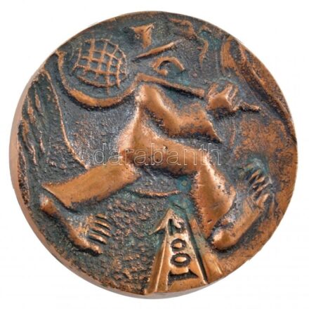 Rajki László (1939- ) 2001. 'BUÉK - BONNE NOUVELLE ANNÉE RAJKI L. SZENTENDRE' kétoldalas bronz emlékérem (51mm) T:1- kis patina