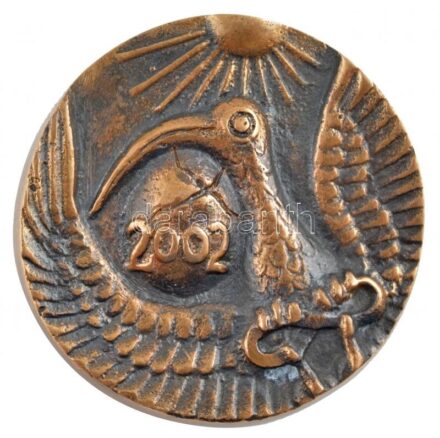Rajki László (1939- ) 2002. 'BUÉK - BONNE NOUVELLE ANNÉE RAJKI L. SZENTENDRE' kétoldalas bronz emlékérem (51mm) T:1- kis patina