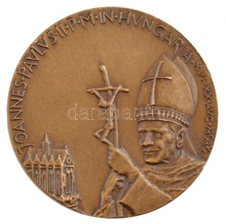 Tóth Sándor (1933-) 1991. 'JOANNES PAVLVS II P M IN HVNGARIA XVI XX AVG MCMXCI / BUDAPEST ESZTERGOM PÉCS MÁRIAPÓCS DEBRECEN SZOMBATHELY' kétoldalas bronz emlékérem II. János Pál pápa magyarországi látogatása alkalmából (42,5mm) T:1-