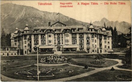 1909 Tátrafüred, Ótátrafüred, Altschmecks, Stary Smokovec (Tátra, Magas-Tátra, Vysoké Tatry); Nagyszálló. Divald Károly műintézete 1450-1909. / Grand Hotel (fl)