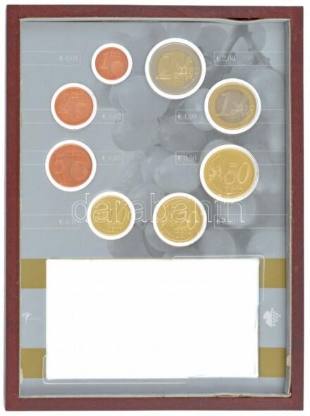 Hollandia 2001-2002. 1c-2EUR (8xklf) forgalmi összeállítás eredeti díszcsomagolásban, fa keretben T:1 a tájékoztatót tartó műanyag rekesz eltört, a tájékoztató hiányzik Netherlands 2001-2002. 1 Cent - 2 Euro (8xdiff) coin set in