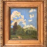 Gách István Lipót (1880-1962): Napfényes táj. Olaj, rétegelt falemez. Fakeretben. 19x17 cm