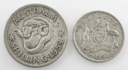 Ausztrália 1954. 1Sh Ag 'II. Erzsébet' + 1962. 6p Ag 'II. Erzsébet' T:2,2- Australia 1954. 1 Shilling Ag 'Elisabeth II' + 1962. 6 Pence Ag 'Elisabeth II' C:XF,VF
