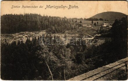 1908 Mariazellerbahn, Mariazeller Bahn; Station Puchenstuben / railway station, train, locomotive (EB)