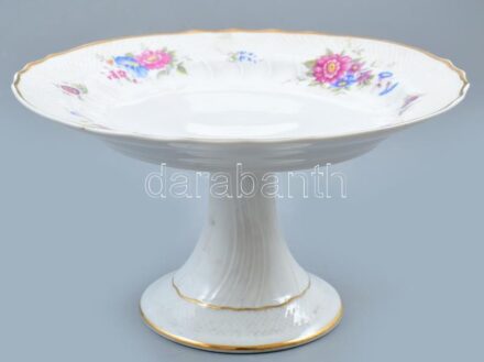 Hollóházi tortatál, matricás, jelzett, hibátlan, m:15 cm, d:25 cm