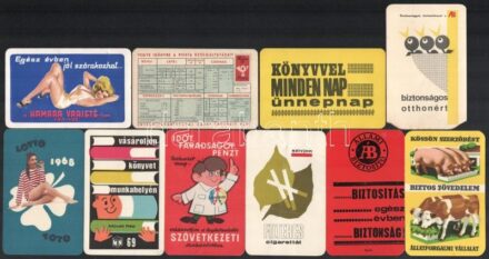 1962-1969 10 db különféle kártyanaptár, közte egy sérült