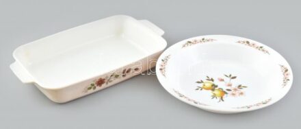 2 db francia hőálló tejüveg tál, 21x36, d: 28,5cm