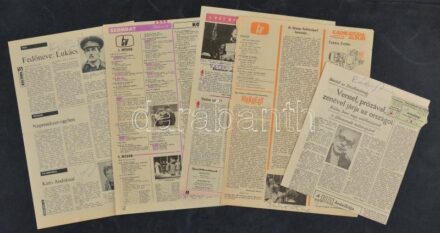 cca 1977 Kőmíves Sándor, Ráday Imre, Sinkovits Imre, Koltai János, Kozák András, Kern András aláírásai TV műsor újságkivágásokon