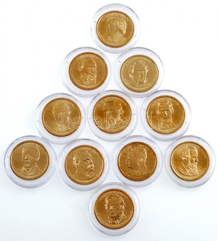 Amerikai Egyesült Államok 2010-2014. 1$ 'Elnöki Dollárok' (11xklf) mind kapszulában T:1,1- USA 2010-2014. 1 Dollar 'Presidential Dollars' (11xdiff) all in capsules C:UNC,AU