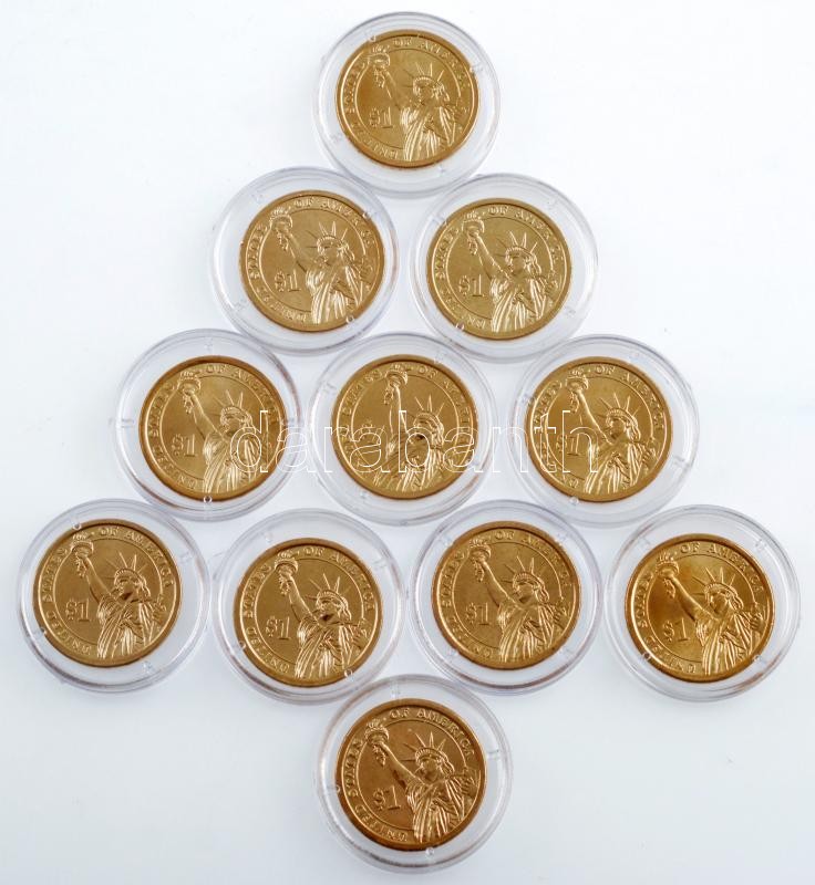 Amerikai Egyesült Államok 2010-2014. 1$ 'Elnöki Dollárok' (11xklf) mind kapszulában T:1,1- USA 2010-2014. 1 Dollar 'Presidential Dollars' (11xdiff) all in capsules C:UNC,AU - Image 2