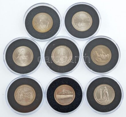 Amerikai Egyesült Államok 2010-2014. 1/4$ 'Gyönyörű Amerika' (8xklf) mind kapszulában T:1,1- USA 2010-2014. 1/4 Dollar 'Amerika the beautiful' (8xdiff) all in capsules C:UNC,AU