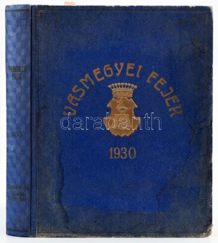 Vasmegyei fejek. Szerk.: Halász Imre. Szombathely, 1930, Halász Imre (Sopron, vitéz Tóth Alajos-ny.), 430+(1) p. Kiadói aranyozott, dombornyomott félvászon-kötés, a borítón kopás- és ázásnyomokkal, néhány lap szélén kis