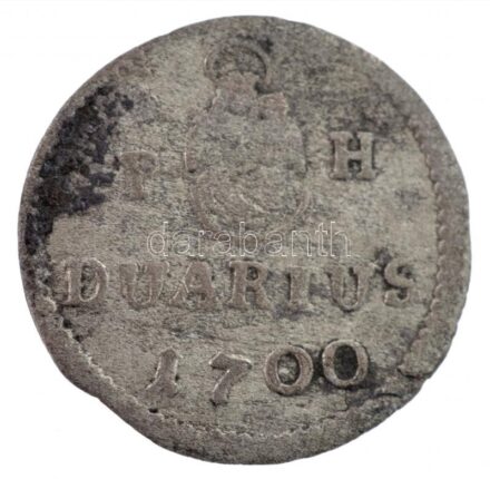1700KB Duarius 'I. Lipót' (0,51g) T:2- patina Hungary 1700KB Duarius 'Leopold I' (0,51g) C:VF patina Huszár: 1499., Unger II.: 1105.