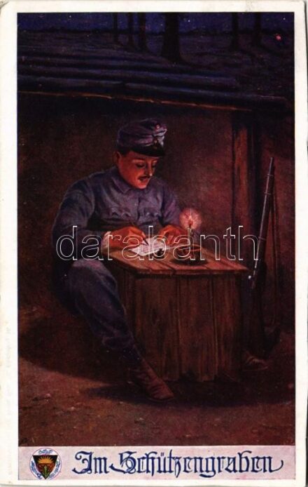 1916 Im Schützengraben. Deutscher Schulverein Karte Nr. 760. / Első világháborús osztrák-magyar katonai lap / WWI K.u.K. military art