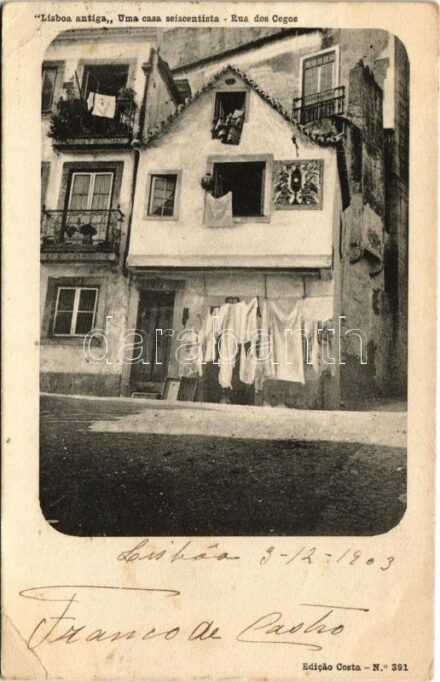 1903 Lisboa, Lisbon; Lisboa antiga, Uma casa seiscentista, Rua dos Cegos / A 17th century house (EK)
