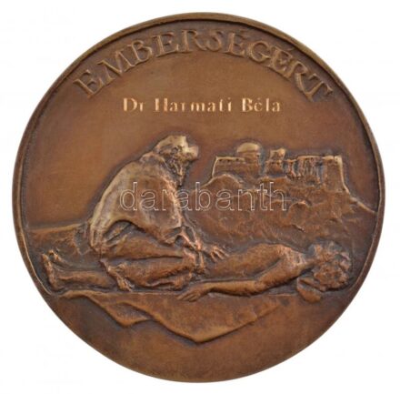 DN 'Emberségért / Magyar Börtönpasztorációs Társaság' kétoldalas, gravírozott Br emlékérem tokban (81mm) T:2