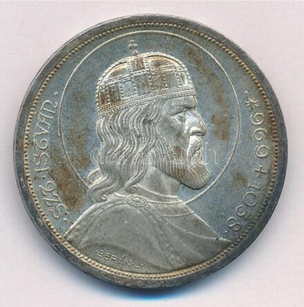 1938. 5P Ag 'Szent István' T:1- patina Adamo P8.1