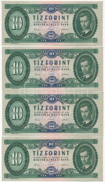 1962. 10Ft (4x) 'A 935 038801 - 038804' sorszámkövetők T:I-,II Adamo F6