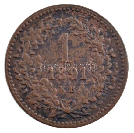 1891KB 1kr Cu 'Fiume-címer' T:2- Adamo M4.1