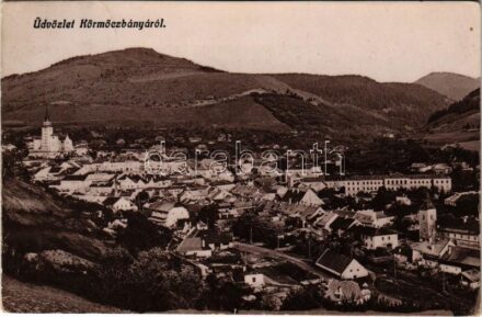 1907 Körmöcbánya, Kremnitz, Kremnica; látkép zsinagógával / general view with synagogue (EK)