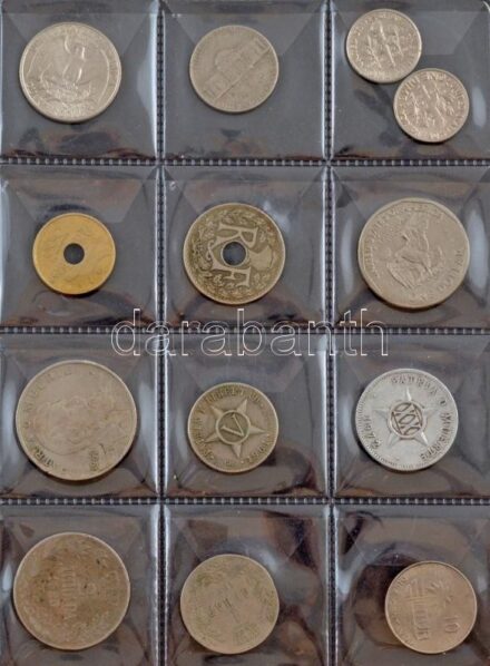 Műbőr érmetartó album 66db vegyes magyar és külföldi fémpénzzel, közte Szovjetunió, Kuba, India T:vegyes Faux leather album with 66pcs of coins from diff countries, with Hungary, Soviet Union, Cuba, India C:mixed