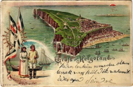 1901 Helgoland, Helgoländer. Gruss aus Helgoland. W. Hagelberg Art Nouveau, litho (b)