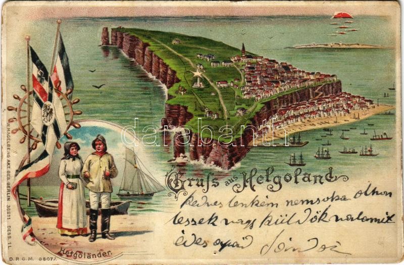 1901 Helgoland, Helgoländer. Gruss aus Helgoland. W. Hagelberg Art Nouveau, litho (b)