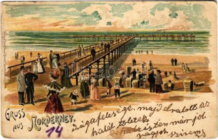 1901 Norderney, Gruss aus Norderney / beach. Verlag & Druck Kunstanstalt Rosenblatt. Art Nouveau, litho (pinholes)
