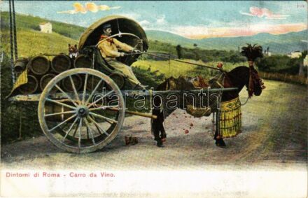 Roma, Rome; Dintorni di Roma, Carro da Vino / Italian folklore, wine cart from Rome