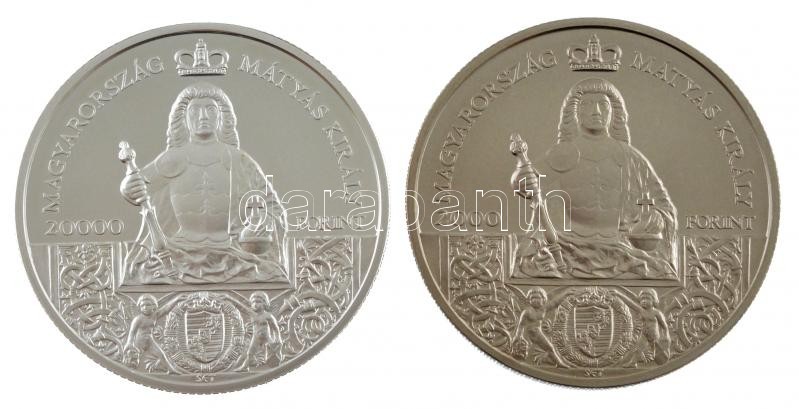 2018. 2000Ft Cu-Ni 'Mátyás király emlékév' + 20.000Ft Ag 'Mátyás király emlékév' kapszulában, tanúsítvánnyal, tájékoztatóval T:BU,PP a kapszulák elrepedtek Adamo EM370,371