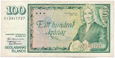 Izland 1961. 100K 'C13411727' T:III Iceland 1961. 100 Kronur 'C13411727' C:F
