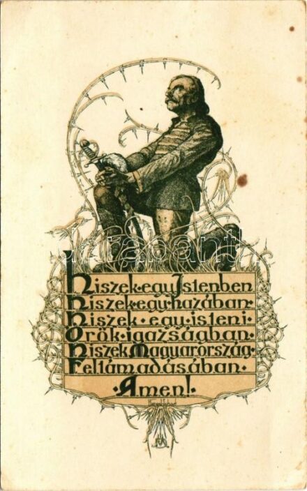 Hiszekegy. M. kir. állami térképészeti intézet nyomása. Turistaság és Alpinizmus kiadása / Hungarian irredenta propaganda, Trianon, credo s: Hampel-Scharf (fl)