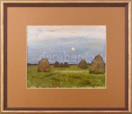 Bér jelzéssel: Holdfényes táj. Olaj, karton. Fakeretben. 20,5x25,5 cm