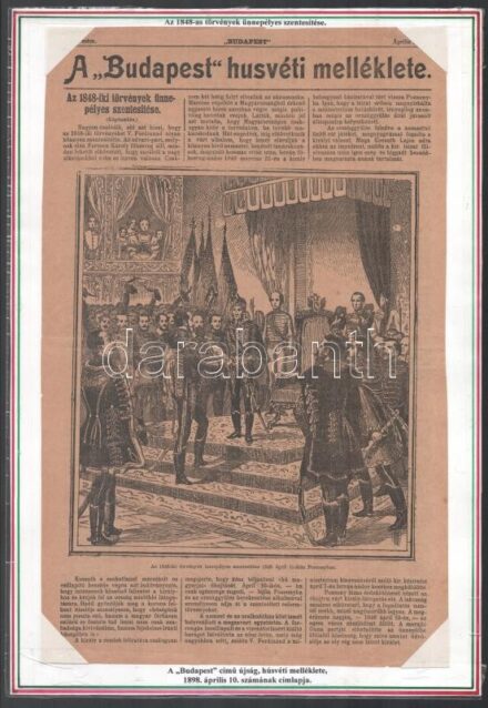 1898 Az 1848-as törvények ünnepélyes szentesítése, a 'Budapest' c. újság húsvéti melléklete, 1898. ápr. 10. szám címlapja