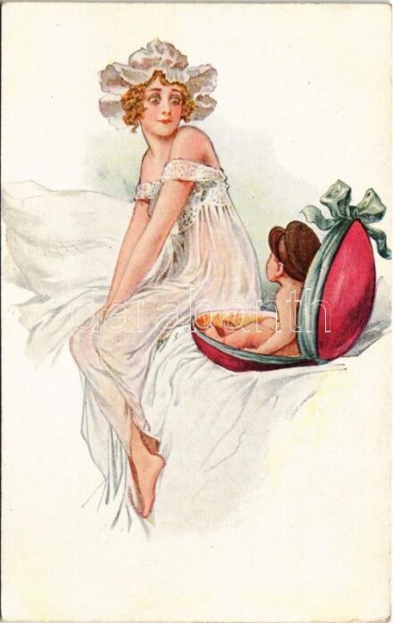 Et mon secret m'est cher... I. Lapina 2433. / Orosz finoman erotikus művészlap / Russian gently erotic art postcard s: S. Solomko