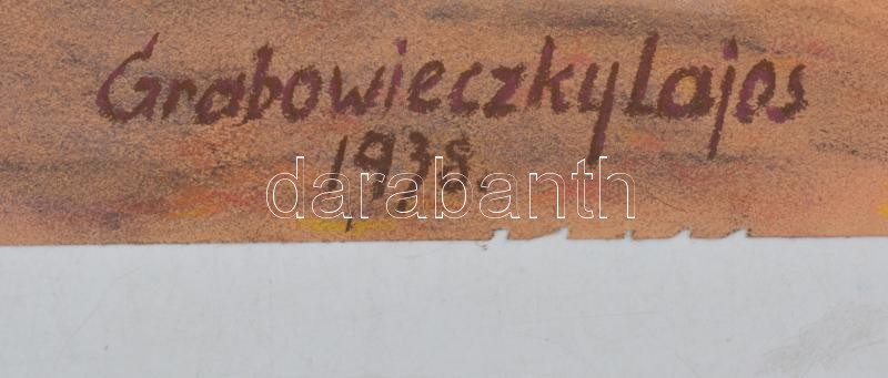 Grabowieczky Lajos (?-?): Parkban, 1938. Pasztell, papír. Jelzett. Lap széle perforált.61x45 cm - Image 2