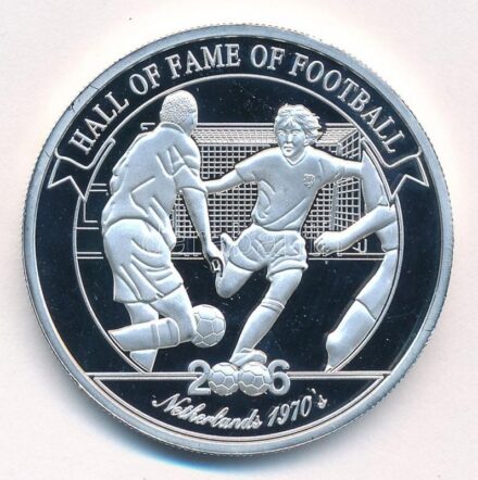 Uganda 2006. 2000Sh Ag 'A labdarúgás halhatatlanjainak csarnoka - Hollandia 1970-es évek / Johan Cruyff' bizonytalan ezüsttartalmú! T:PP Uganda 2006. 2000 Shillings Ag 'The Hall of Fame of Football - Netherlands 1970's / Johan Cruyff'
