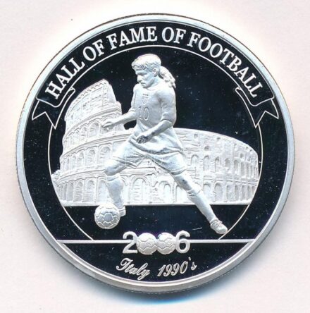 Uganda 2006. 2000Sh Ag 'A labdarúgás halhatatlanjainak csarnoka - Olaszország 1990-es évek / Roberto Baggio' bizonytalan ezüsttartalmú! T:PP Uganda 2006. 2000 Shillings Ag 'The Hall of Fame of Football - Italy 1990's / Roberto Baggio'