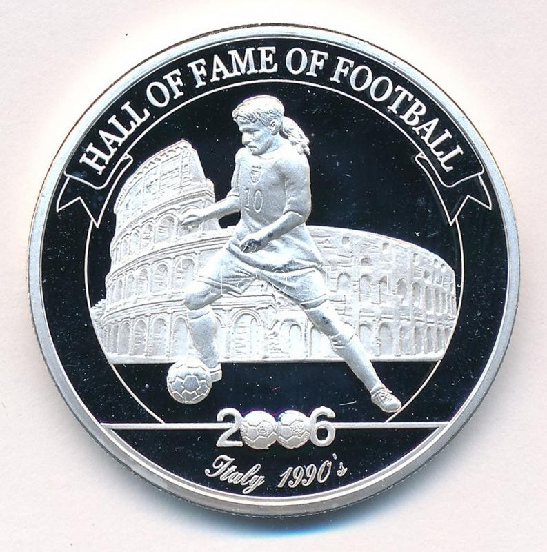 Uganda 2006. 2000Sh Ag 'A labdarúgás halhatatlanjainak csarnoka - Olaszország 1990-es évek / Roberto Baggio' bizonytalan ezüsttartalmú! T:PP Uganda 2006. 2000 Shillings Ag 'The Hall of Fame of Football - Italy 1990's / Roberto Baggio'