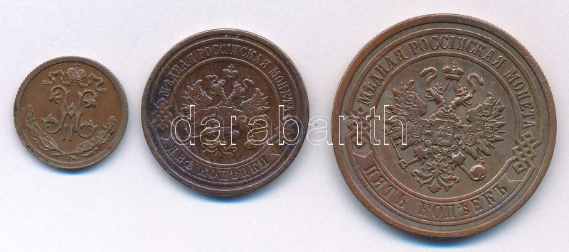 Orosz Birodalom 1911. 1/2k Cu + 2k Cu + 5k Cu T:2-3 Russian Empire 1911. 1/2 Kopeck Cu + 2 Kopecks Cu + 5 Kopecks Cu C:XF-F - Image 2