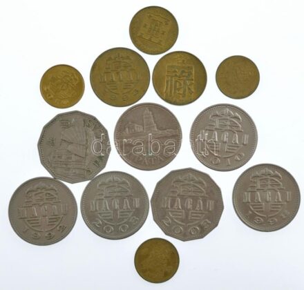 Makaó 1982-2010. 10A-5P (13xklf) T:2,2- patina Macau 1982-2010. 10 Avos - 5 Patacas (13xdiff) C:XF,VF patina