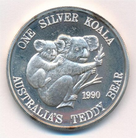 Ausztrália / Hutt River 1990. 5$ Ag 'Koala' T:1- (PP) patina Australia / Hutt River 1990. 5 Dollars Ag 'Koala' C:AU (PP) patina Krause X# 28