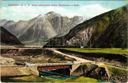 Caucasus, Le Caucase. La route militaire de Géorgie. Vue prise en route de Kazbek a Kobi / Georgian Military Highway, bridge